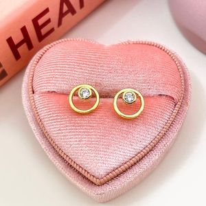 Circle Stud Gemstone Earrings